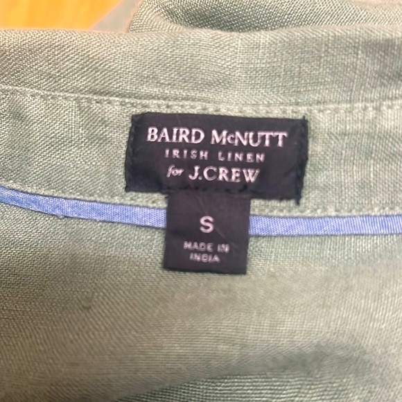 J.Crew Olive Green Relaxed-Fit Short-Sleeve Baird McNutt Irish Linen Shirtdress - Picture 4 of 6